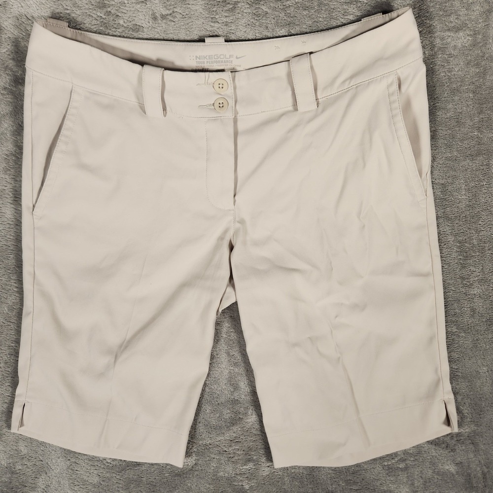 Nike Golf Shorts Womens 32 Beige Excellent Dri-FIT Tour Performance 618148-072